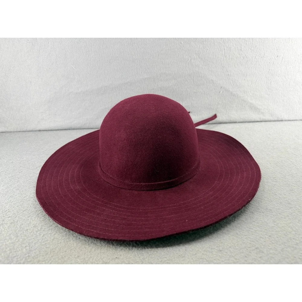 Collections Eighteen Floppy Hat Womens One Size Burgundy 100% Wool Festival Boho